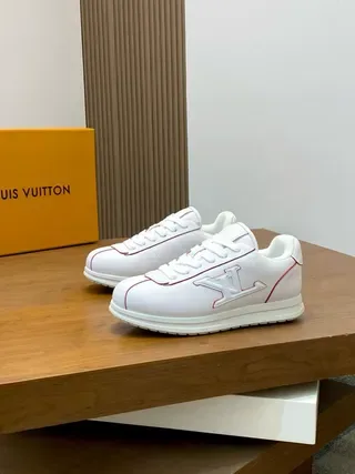 Louis Vuitton LV Trainer White Red Leather Contrast Stitching Lifestyle Sneakers 5