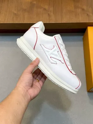 Louis Vuitton LV Trainer White Red Leather Contrast Stitching Lifestyle Sneakers 7