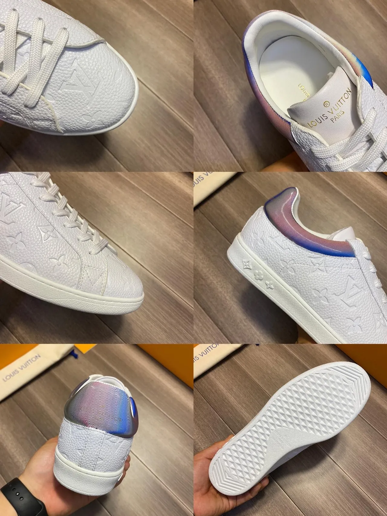 Louis Vuitton LV Trainer White Silver Monogram-Embossed Leather Low-Top Silhouette Lifestyle Sneakers 2