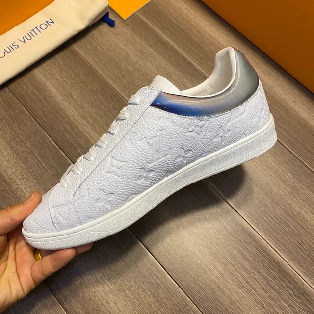 Louis Vuitton LV Trainer White Silver Monogram-Embossed Leather Low-Top Silhouette Lifestyle Sneakers 3