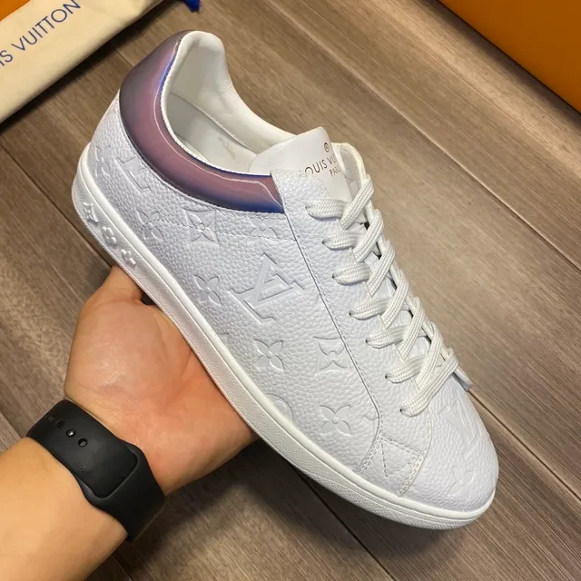 Louis Vuitton LV Trainer White Silver Monogram-Embossed Leather Low-Top Silhouette Lifestyle Sneakers 4