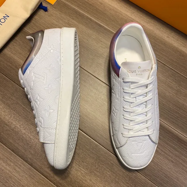 Louis Vuitton LV Trainer White Silver Monogram-Embossed Leather Low-Top Silhouette Lifestyle Sneakers 6