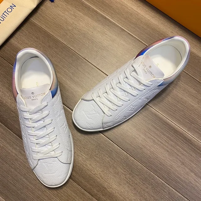 Louis Vuitton LV Trainer White Silver Monogram-Embossed Leather Low-Top Silhouette Lifestyle Sneakers 8