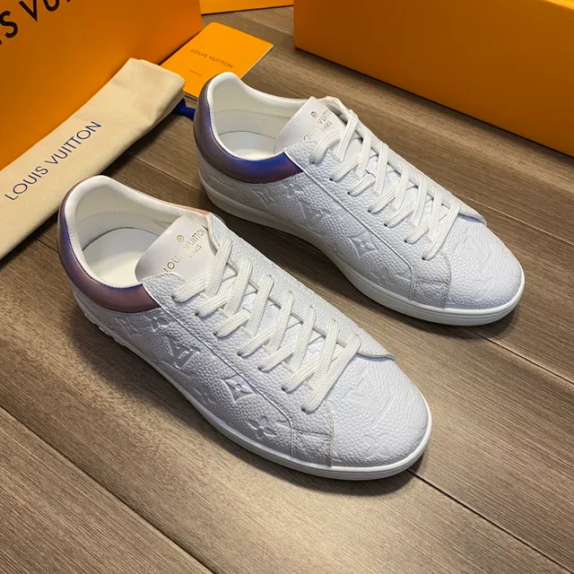 Louis Vuitton LV Trainer White Silver Monogram-Embossed Leather Low-Top Silhouette Lifestyle Sneakers 9