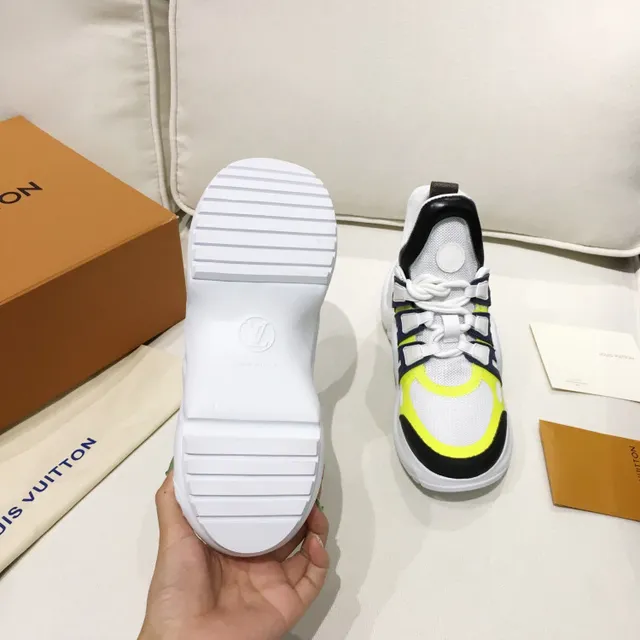 Louis Vuitton LV Trainer White Yellow Sculpted Wavy Midsole Mesh And Synthetic Cage Overlay Chunky Sneakers 3