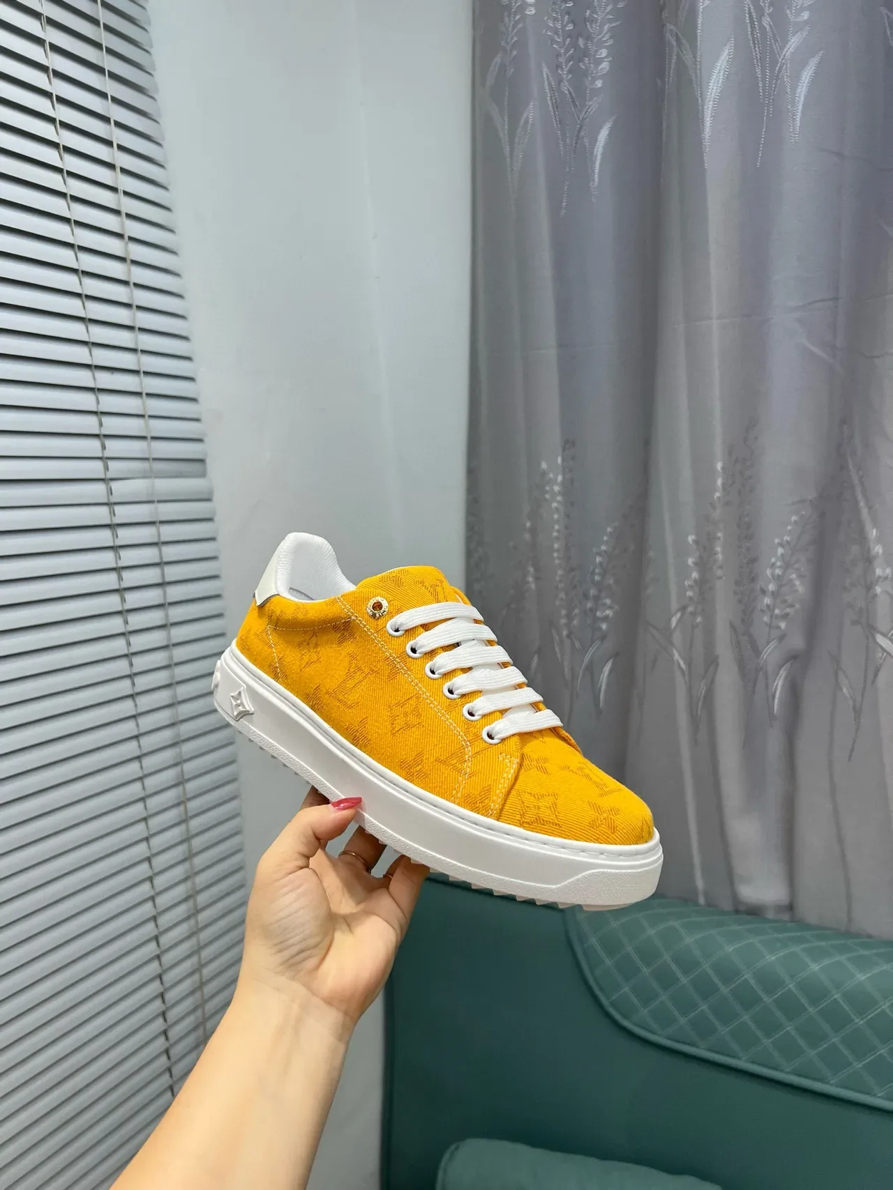 Louis Vuitton LV Trainer Yellow White Monogram Canvas Low-Top Lifestyle Sneakers 5