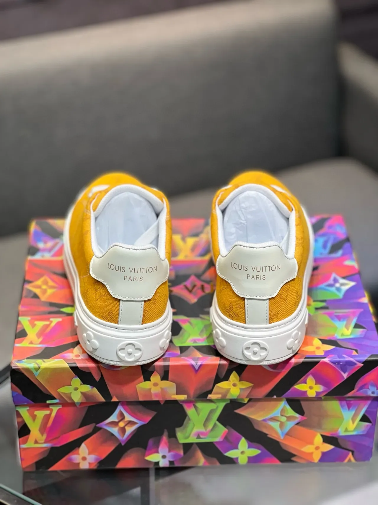 Louis Vuitton LV Trainer Yellow White Monogram Canvas Low-Top Lifestyle Sneakers 7