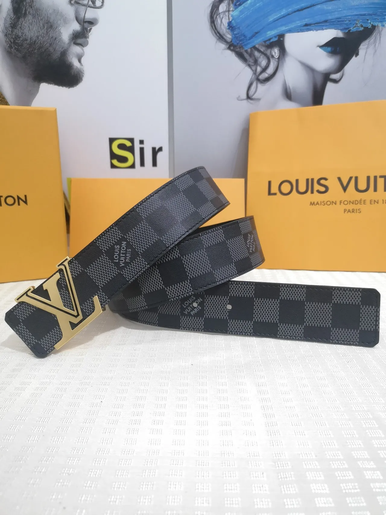 Louis Vuitton LV Turn-Lock Damier Graphite Leather Belt 2