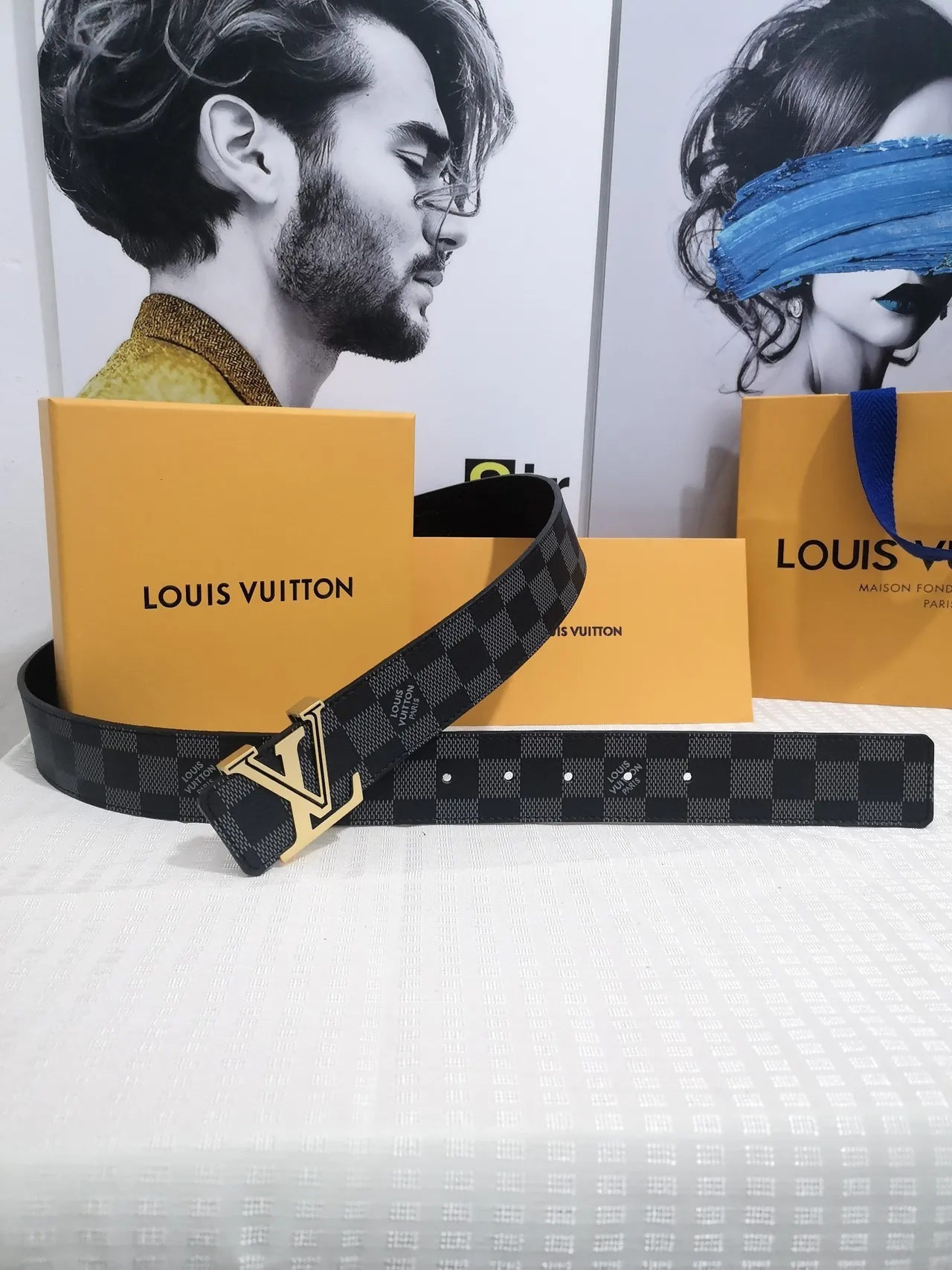 Louis Vuitton LV Turn-Lock Damier Graphite Leather Belt 3