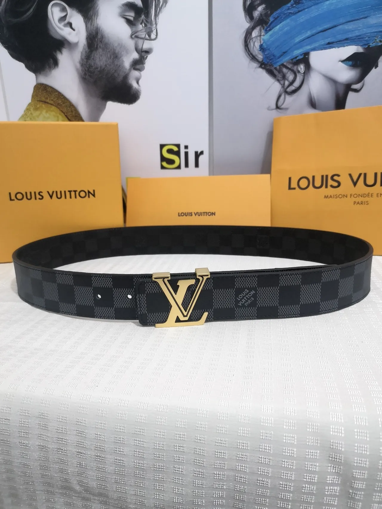 Louis Vuitton LV Turn-Lock Damier Graphite Leather Belt 5