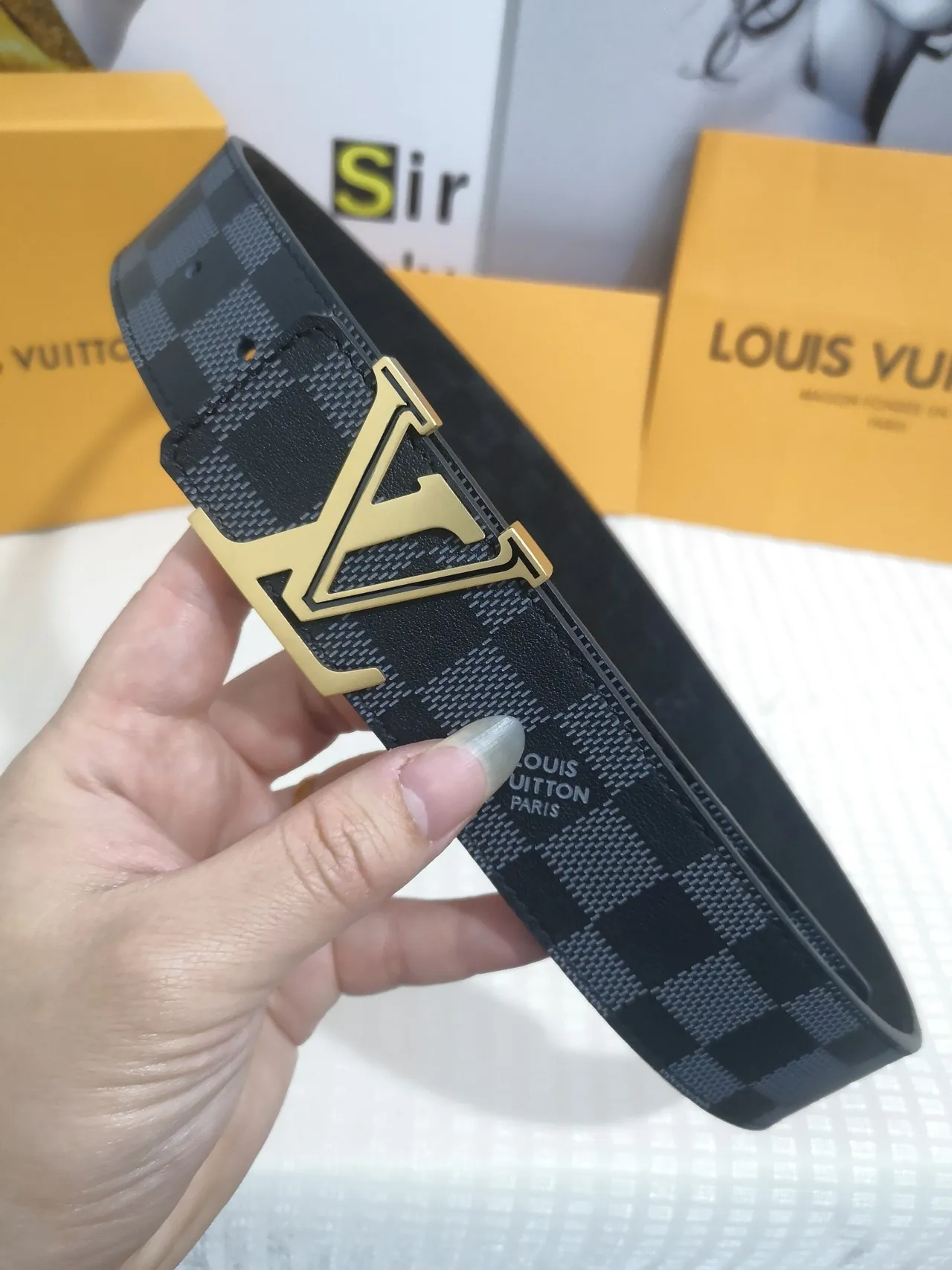 Louis Vuitton LV Turn-Lock Damier Graphite Leather Belt 7