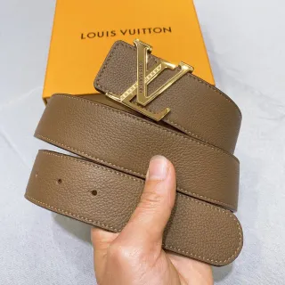 Louis Vuitton LV Twist Belt Brown Pebbled Leather Gold-Tone Buckle Leather Belt