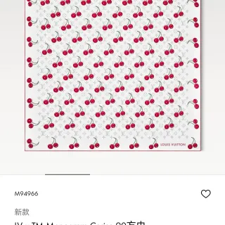 Louis Vuitton LV x TM Monogram Cerise White Red Square Cherry Print Silk Scarf