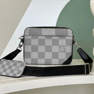 Louis Vuitton Messenger Gray Black Damier Graphite Checkered Canvas Messenger Bag
