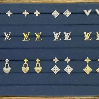 Louis Vuitton Monogram and Flower Motif Crystal Earrings