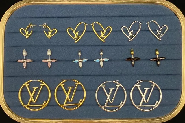 Louis Vuitton Monogram and Flower Motif Crystal Earrings 3