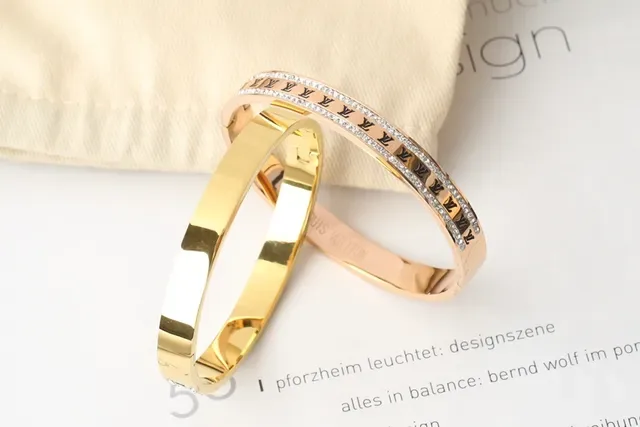 Louis Vuitton Monogram Bangle Multi-Tone Pavé Crystal Bracelets 6