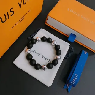 Louis Vuitton Monogram Beads Bracelet pulseras negras y plateadas