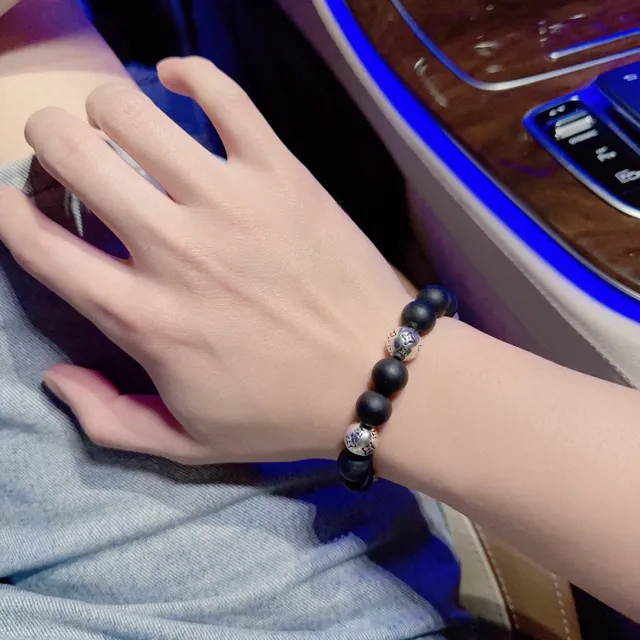 Louis Vuitton Monogram Beads Bracelet Black and Silver Bracelets 4