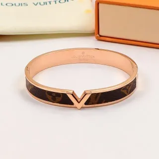 Louis Vuitton Monogram Canvas Rose Gold-Tone V-Clasp Bracelet