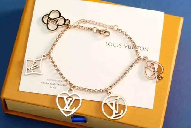Louis Vuitton Monogram Charm Bracelet Silver Gold Chain-Link Bracelet 3