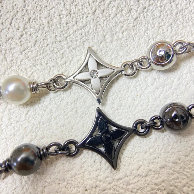 Louis Vuitton Monogram Charm Pearl Beaded Chain Bracelet 4