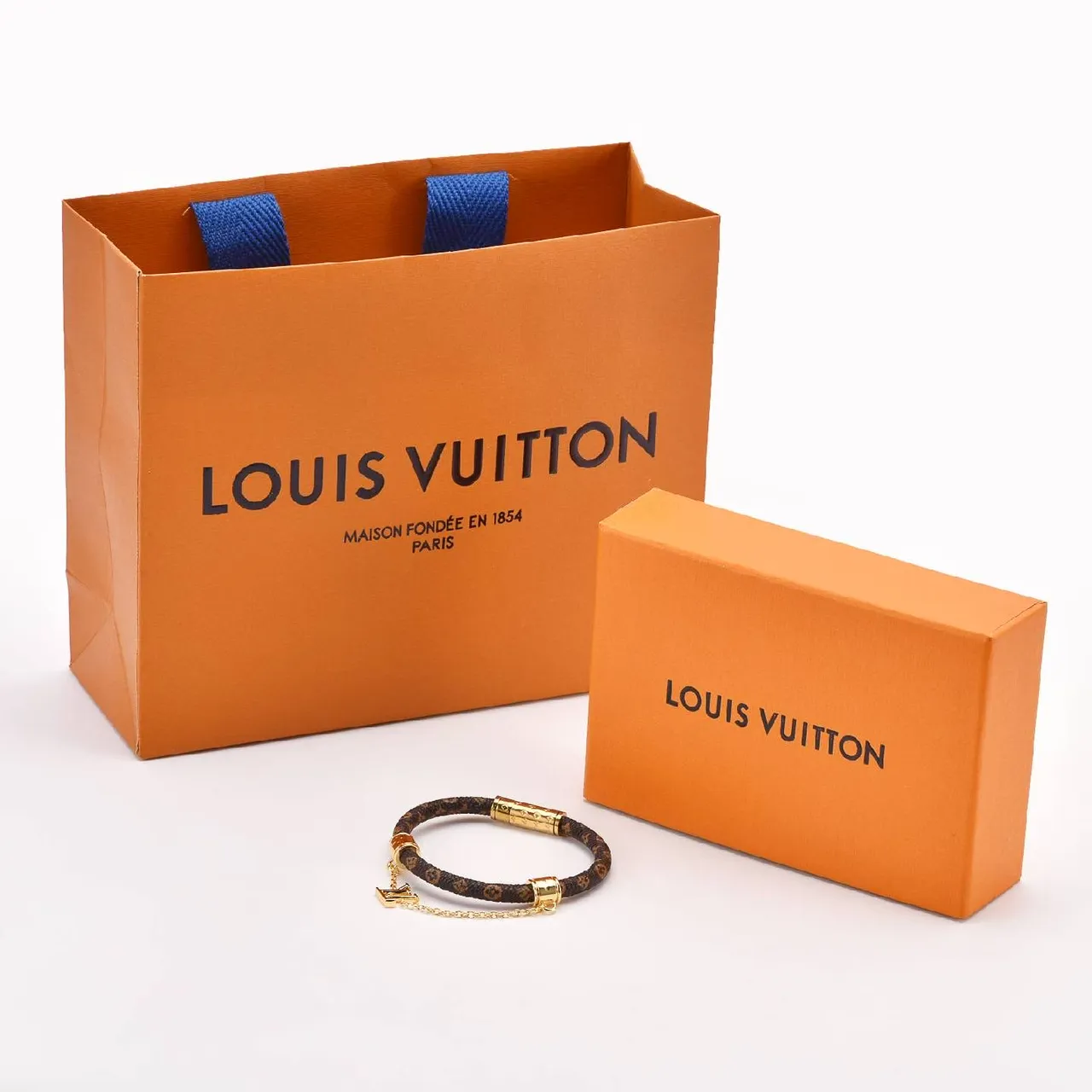 Louis Vuitton Monogram Cord Bracelet Brown Gold Braided Monogrammed Magnetic Clasp Bracelet 4