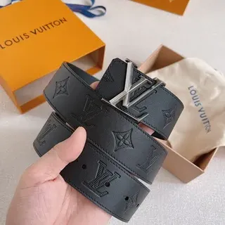 Louis Vuitton Monogram Empreinte حزام جلد أسود فضي