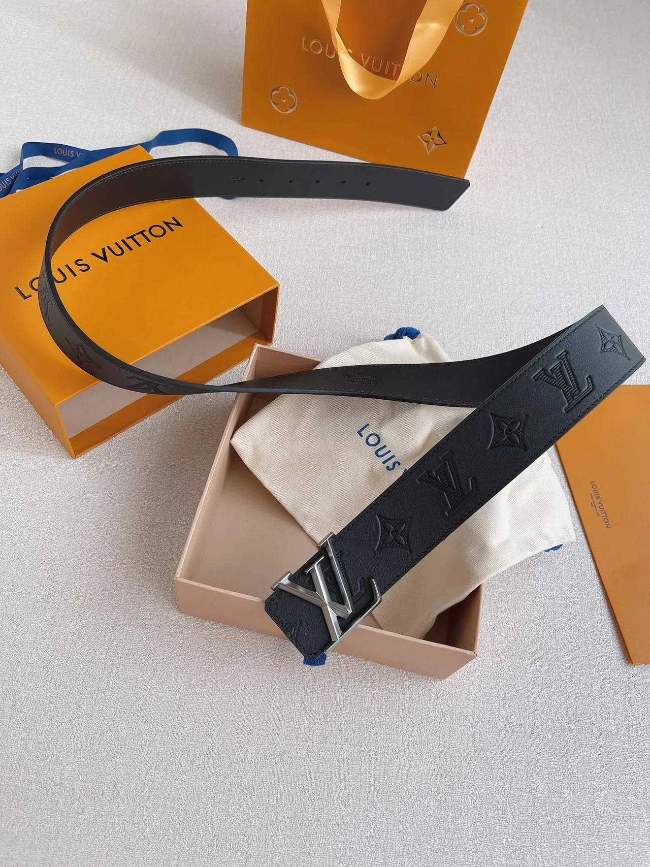 Louis Vuitton Monogram Empreinte Black Silver Leather Belt 2