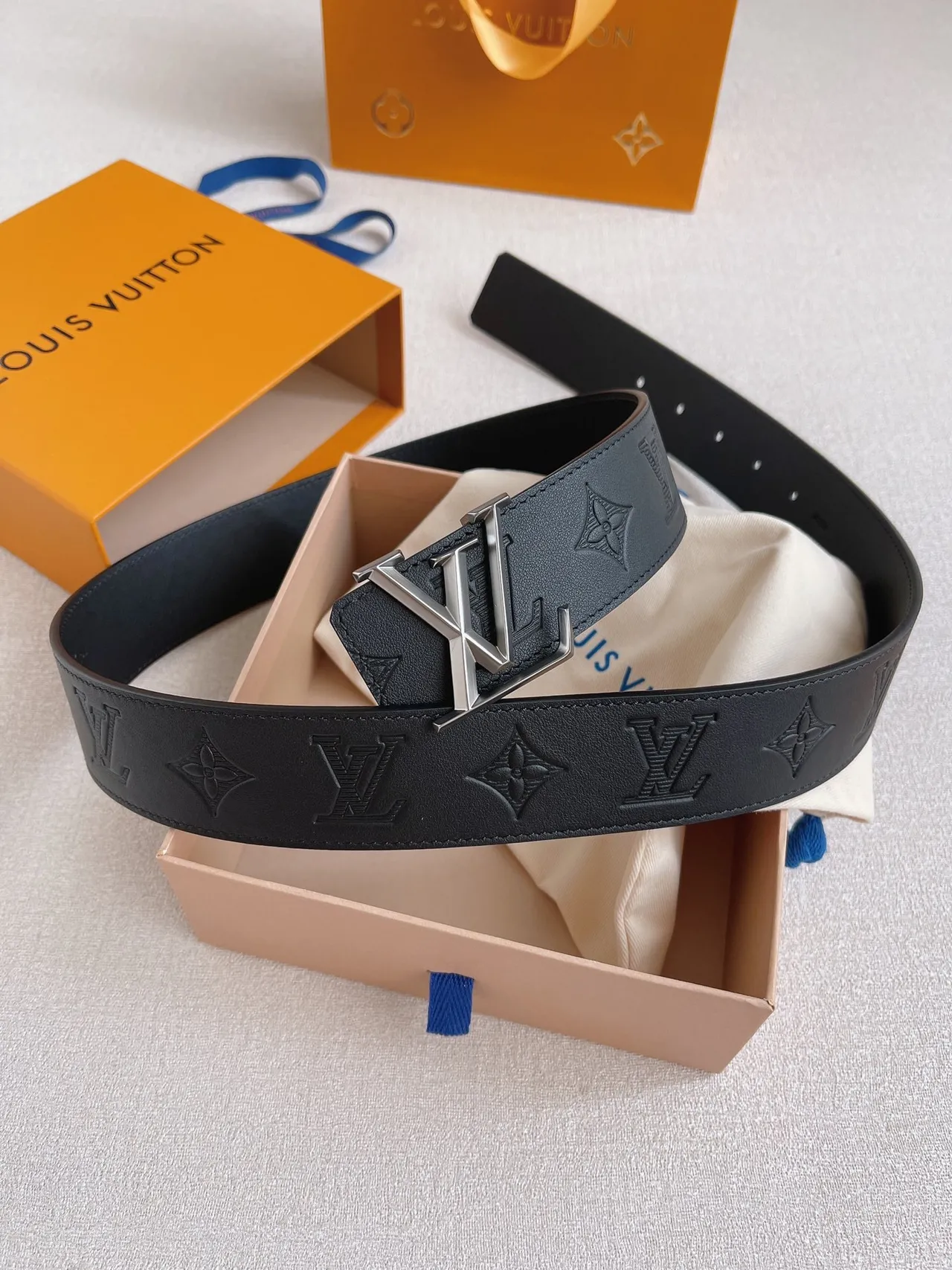 Louis Vuitton Monogram Empreinte Black Silver Leather Belt 4