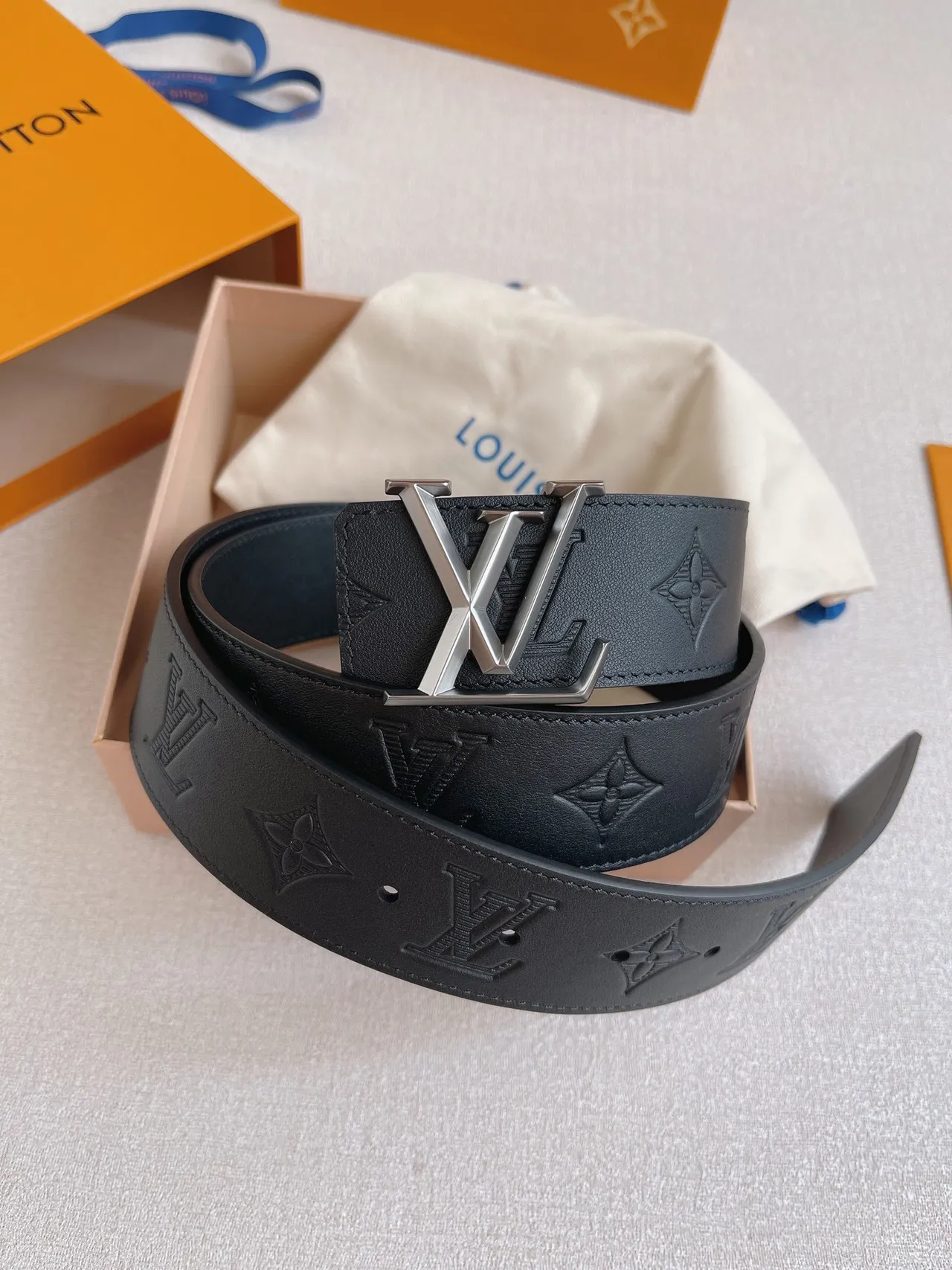 Louis Vuitton Monogram Empreinte Black Silver Leather Belt 5