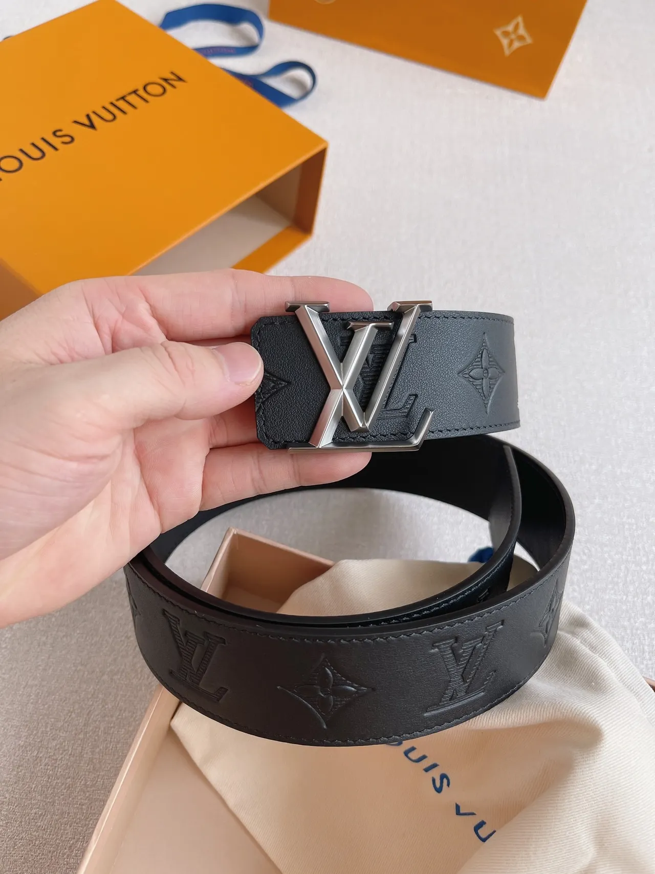 Louis Vuitton Monogram Empreinte Black Silver Leather Belt 6