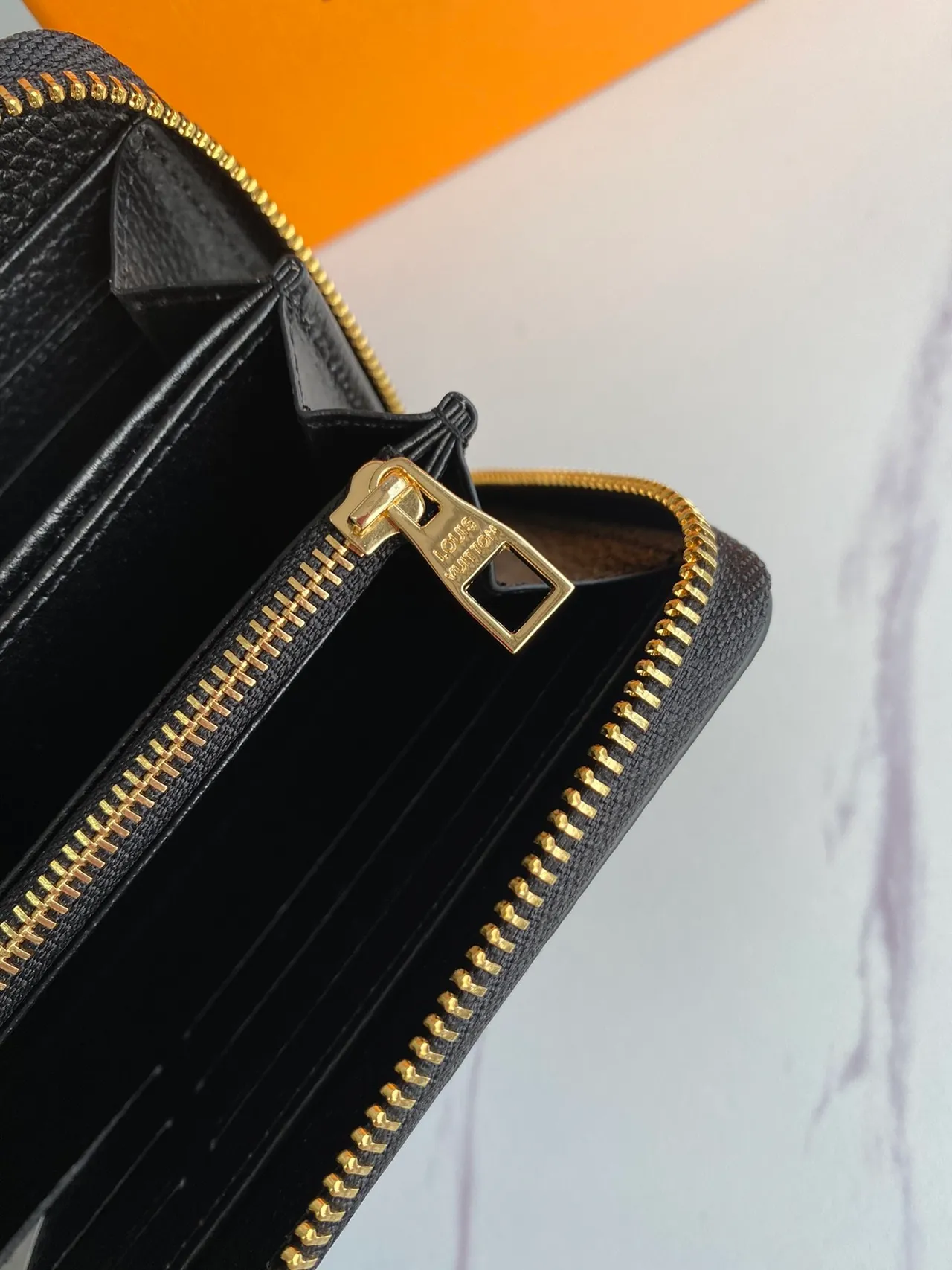 Louis Vuitton Monogram Empreinte Tan and Black Long Wallet 3