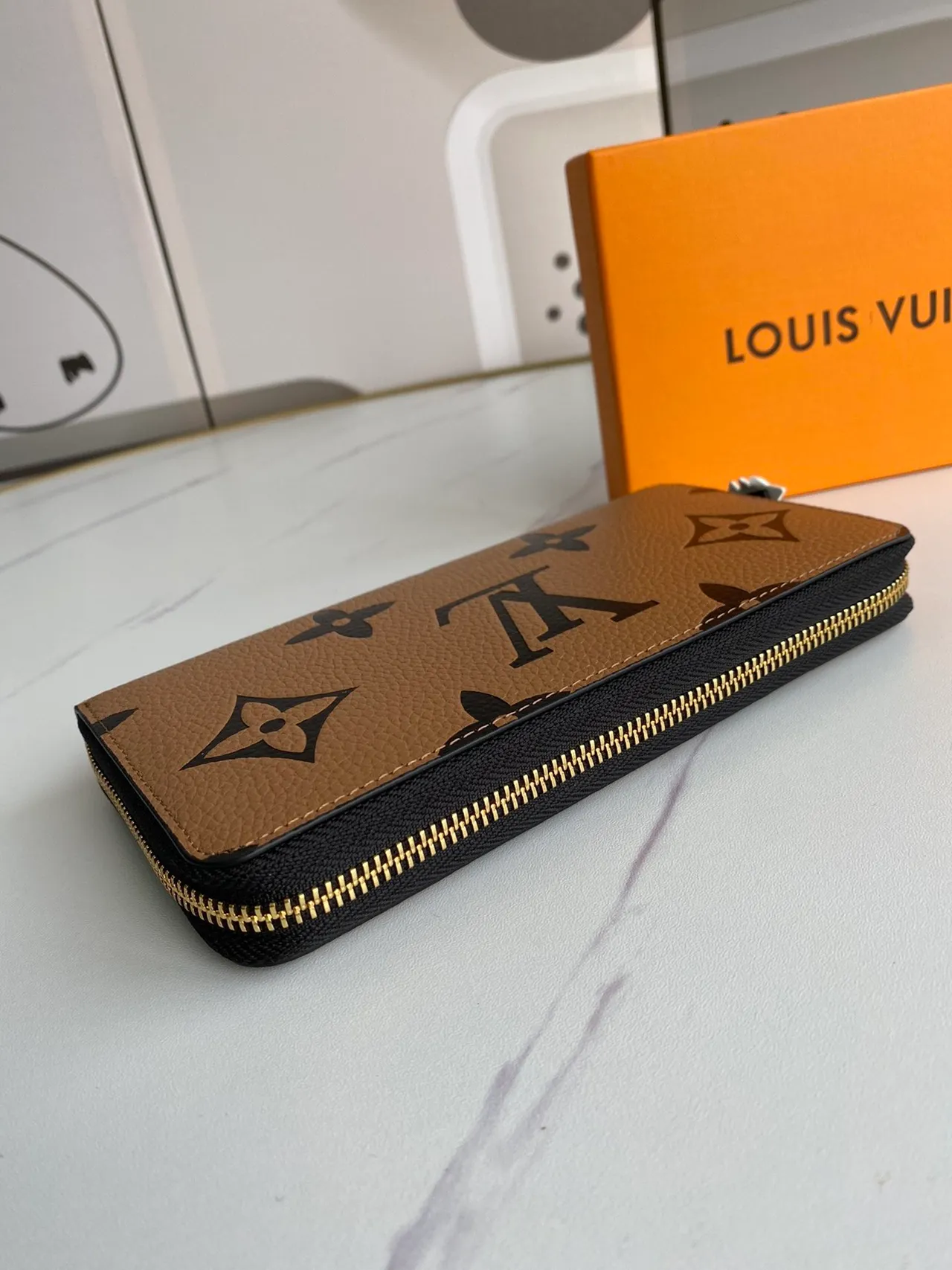 Louis Vuitton Monogram Empreinte Tan and Black Long Wallet 4
