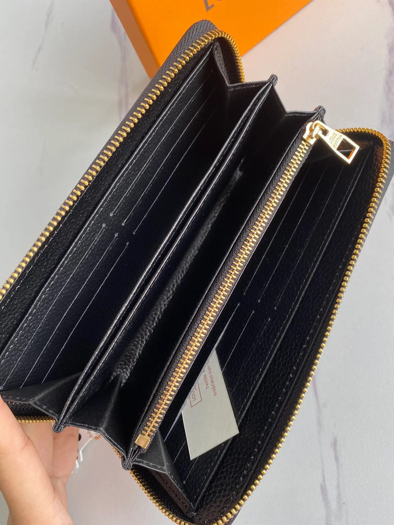 Louis Vuitton Monogram Empreinte Tan and Black Long Wallet 6