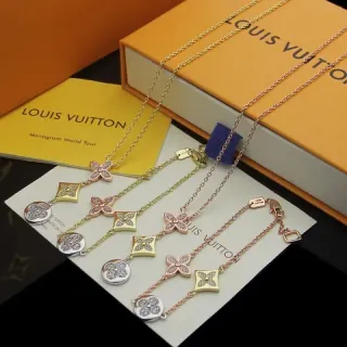 Louis Vuitton Monogram Flower and Damier Pavé Crystal Necklaces