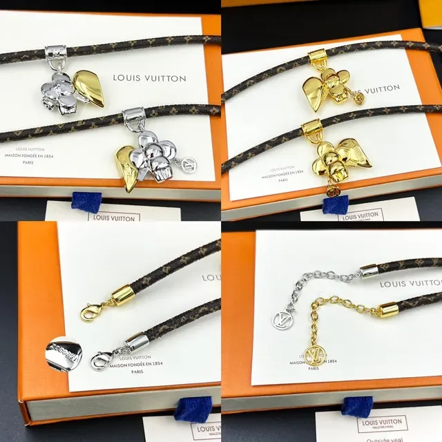 Louis Vuitton Monogram Flower Charm Bracelet Brown Gold Eclipse Leather Pendant Bracelet 8