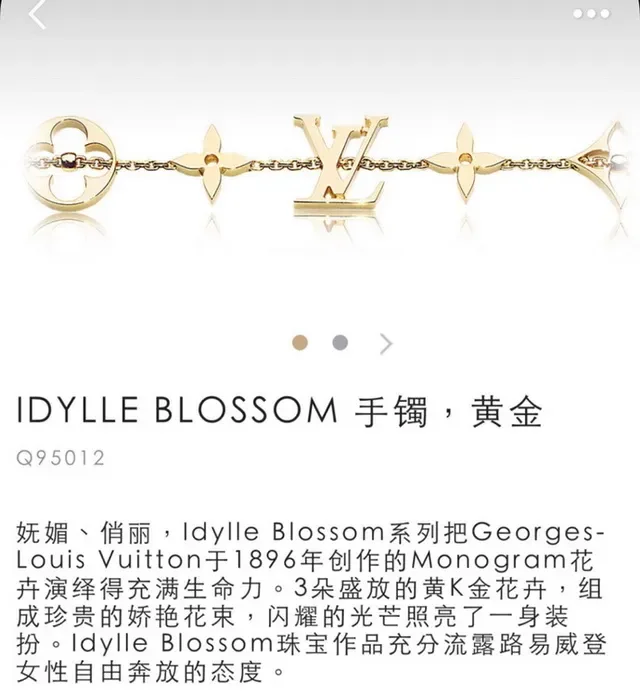 Louis Vuitton Monogram Flower Charm Gold-Tone Chain Bracelet 6