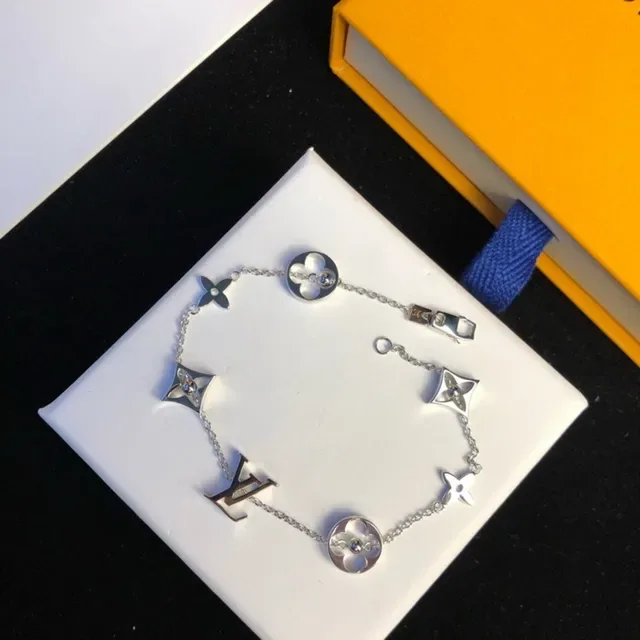 Louis Vuitton Monogram Flower Charm Gold-Tone Chain Bracelet 9