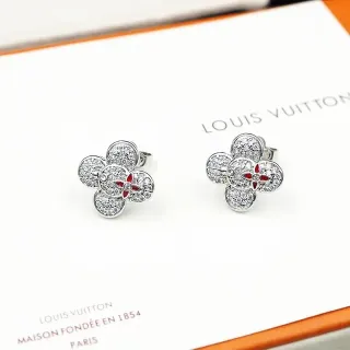 Louis Vuitton Monogram Flower Pavé Crystal and Red Enamel Earrings