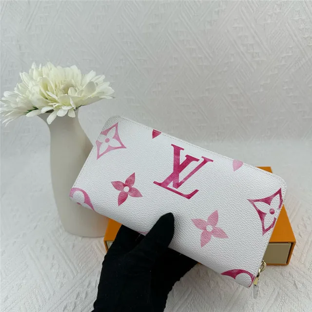 Louis Vuitton Monogram Flower White Blue Purple Long Wallet 6
