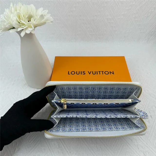 Louis Vuitton Monogram Flower White Blue Purple Long Wallet 10