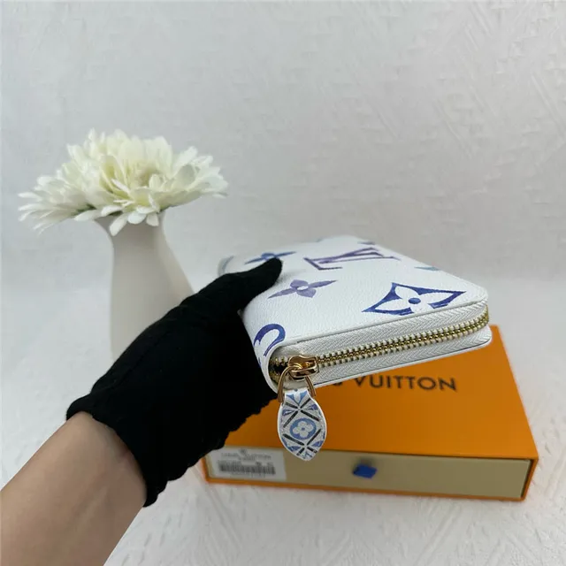 Louis Vuitton Monogram Flower White Blue Purple Long Wallet 12