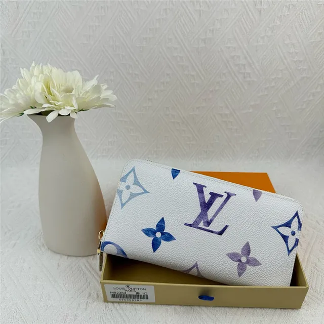 Louis Vuitton Monogram Flower White Blue Purple Long Wallet 14
