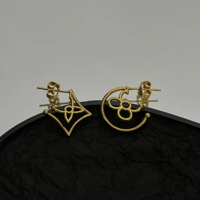 Louis Vuitton Monogram-Inspired Geometric Gold-Tone Earrings 3