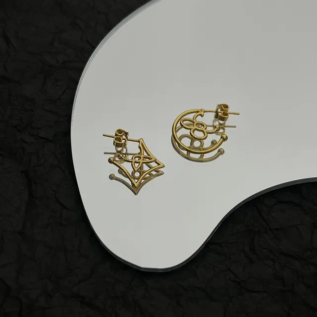 Louis Vuitton Monogram-Inspired Geometric Gold-Tone Earrings 4
