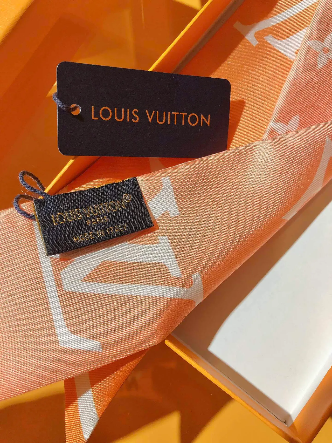 Louis Vuitton Monogram Orange Pink Silk Scarf 6