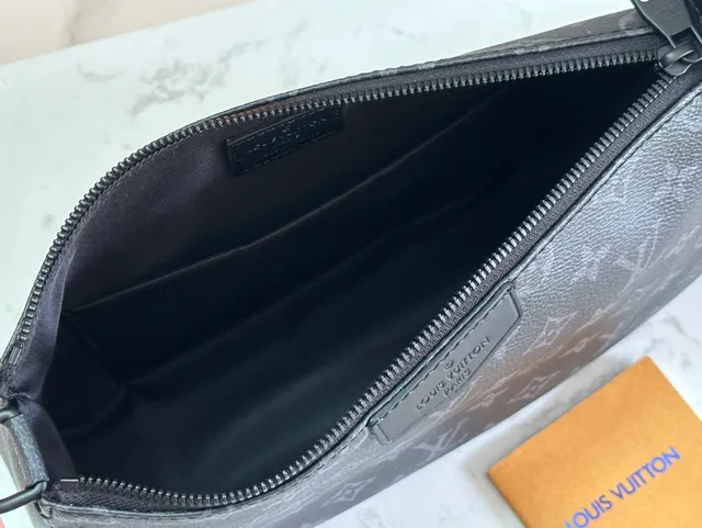 Louis Vuitton Monogram Print Crossbody Bag Black Gray Rectangular Silhouette Crossbody Bag 6