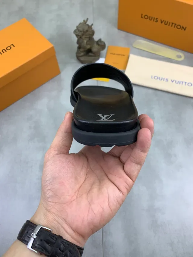 Louis Vuitton Monogram Slide Black Slippers 3