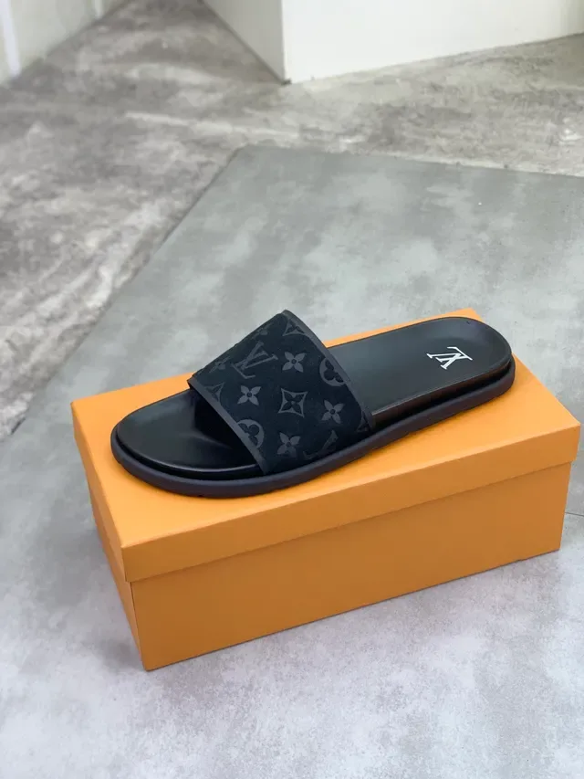 Louis Vuitton Monogram Slide Black Slippers 4